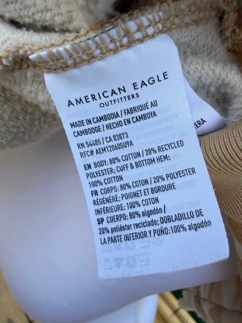 American Eagle Outfitters Tan & Cream Camo Off-Shoulder Sweater - Picture 4 of 4